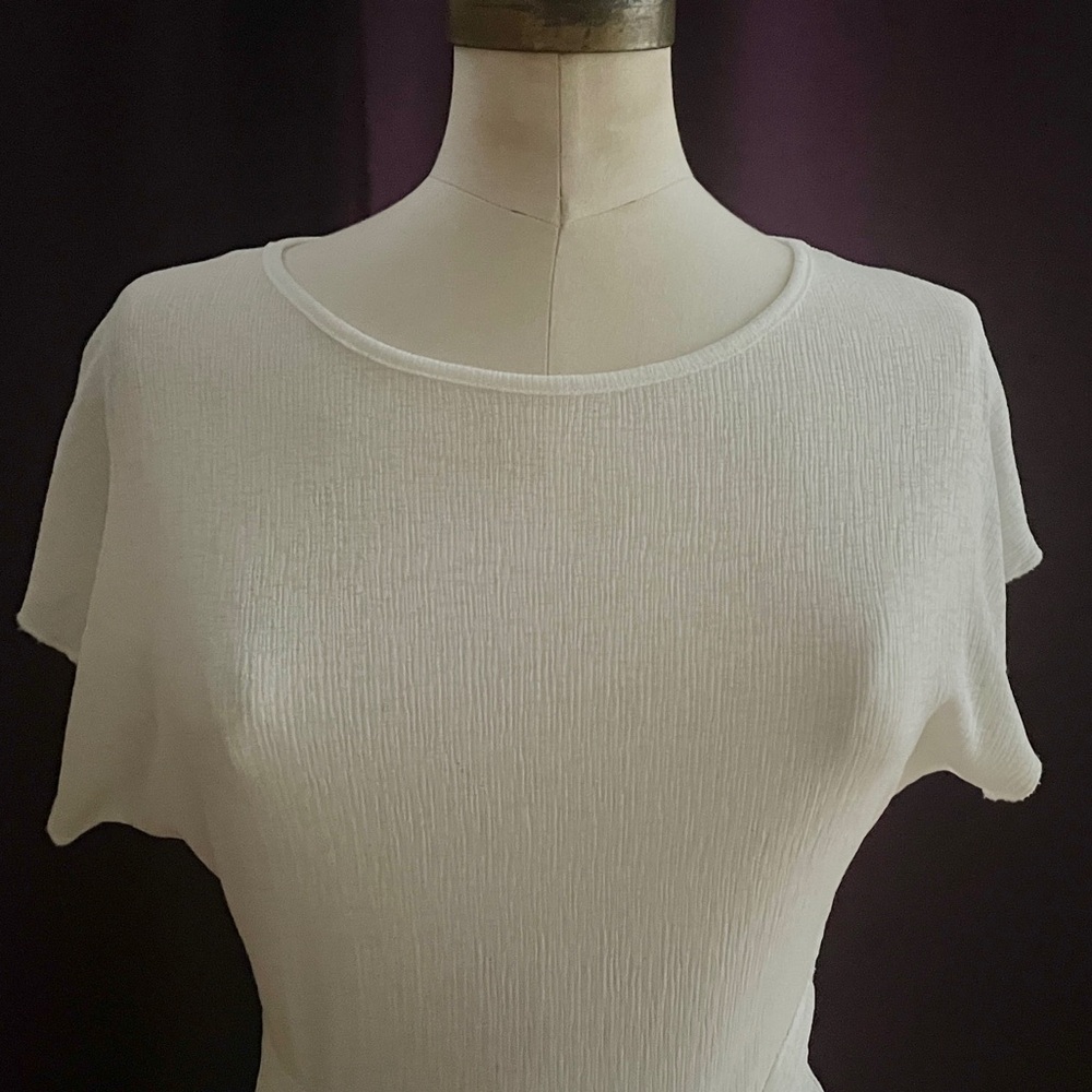 Zara Stretchy Waist Bow Tie Front or Back Top Blouse S Off White - Picture 2 of 9